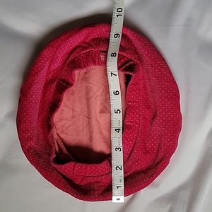 EUC baby GAP Soft Velvet Fully Lined Cotton Polka Dot Pink Beret Hat